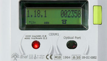 Primer plano del contador inteligente de Telegestión