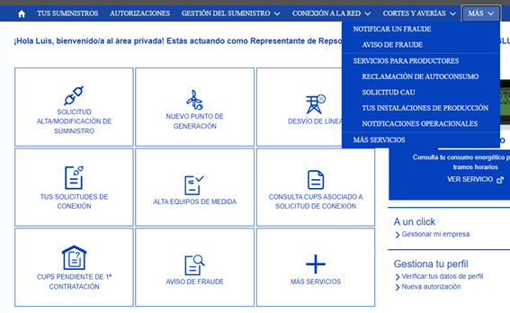 imagen de la zona privada con detalle de las notificaciones operacionales